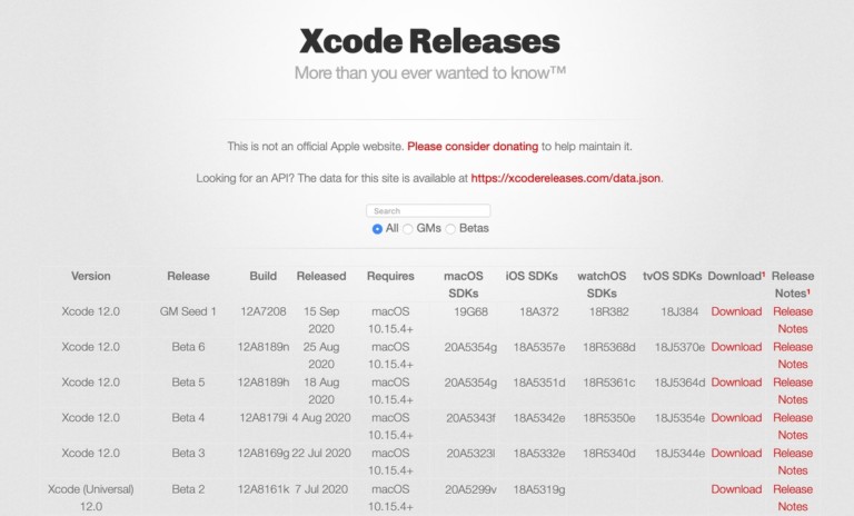 older xcode versions download